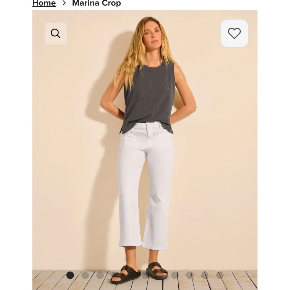 Cabi Marina Crop Jeans White High‎ Rise Patch Pocket Denim Pants size 12